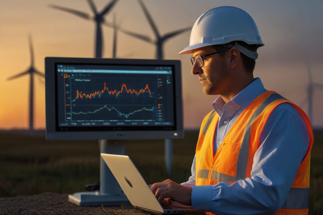 um-homem-trabalhando-em-um-computador-com-uma-tela-atras-dele